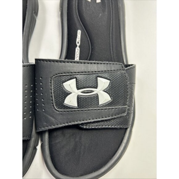 Under Armour 4D Foam Slide Sandals Black Youth Boys Size 4Y Adjustable Hook Loop - Picture 5 of 7